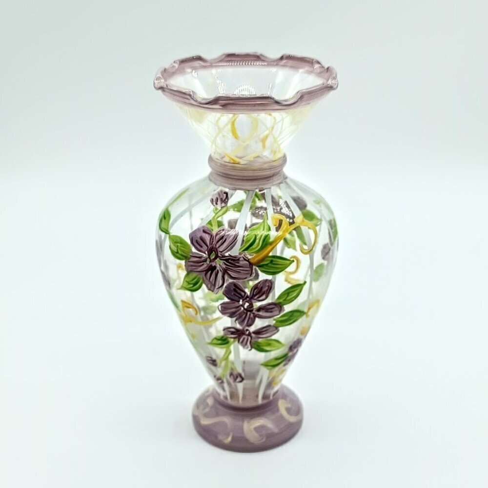 Tracy Porter Lavender Floral Hand-Painted Glass Bud Vase
